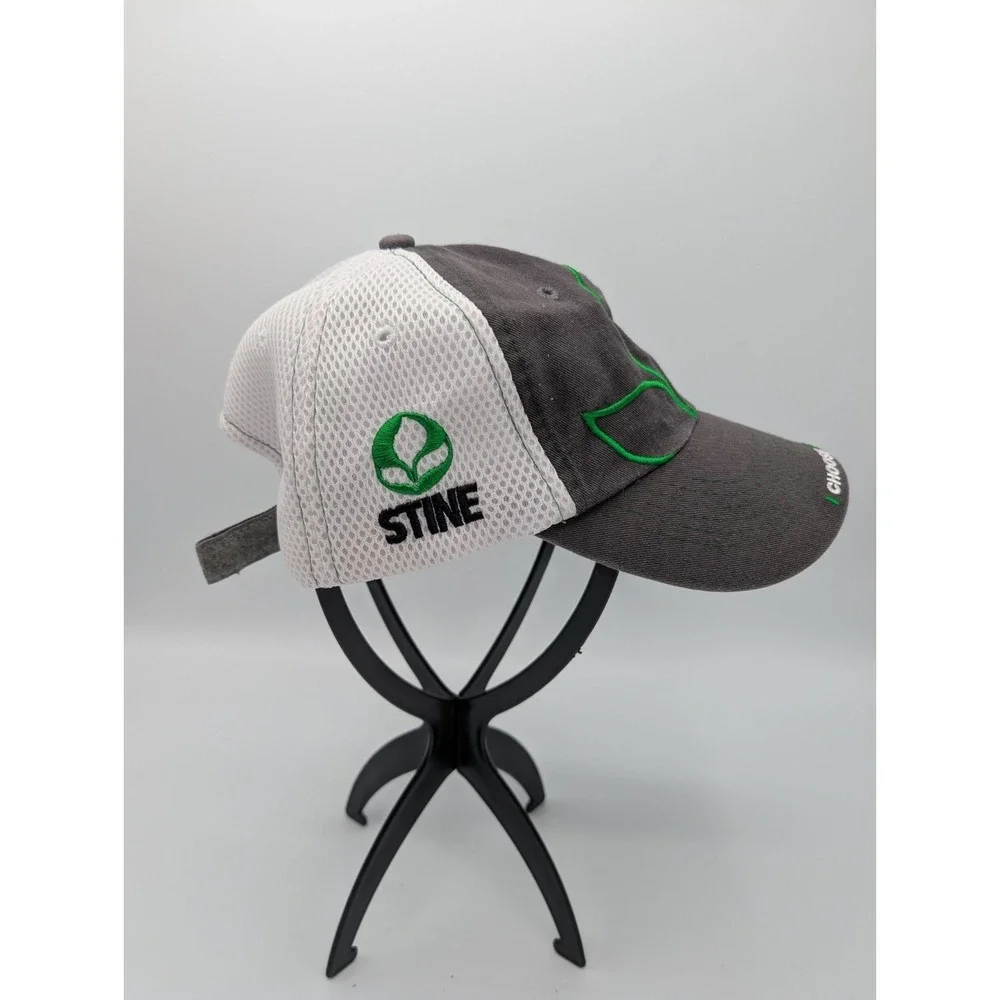 Stine Seeds Hat Mens White Gray Farmer Cap‎ Green Logo Jersey Mesh Modern Design